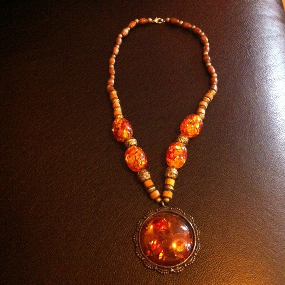 Tribal Glass Art work Bead Necklace