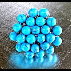 Handwoven turquoise adjustable ring