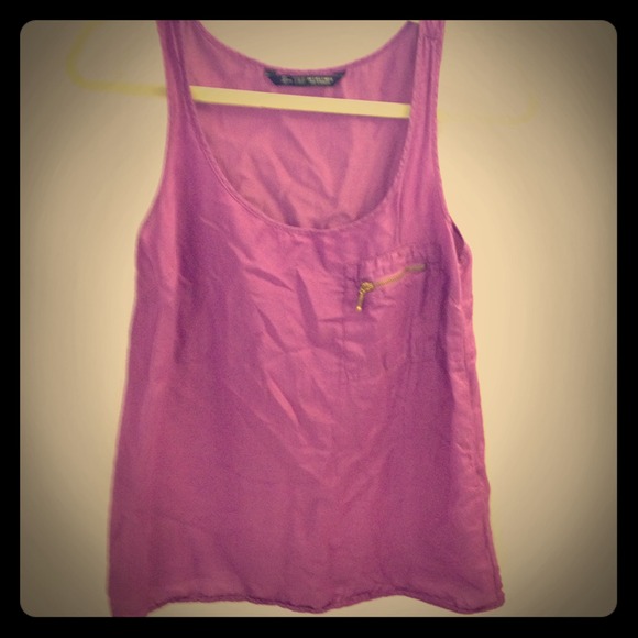 Pre-owned Zara purple tank top Sz S with zipper