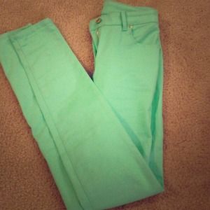 Mint green skinny jeans