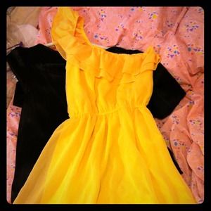 Pretty Yellow Chiffon One Shoulder Dress