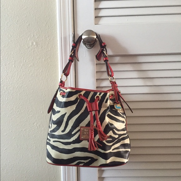 Dooney & Bourke Zebra Drawstring Handbag.