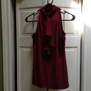 NWT The Limited burgundy shell tank with ruffle.
