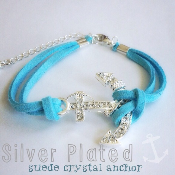 3 for 15🎀Aqua blue silver plated anchor bracelet - Picture 2 of 3