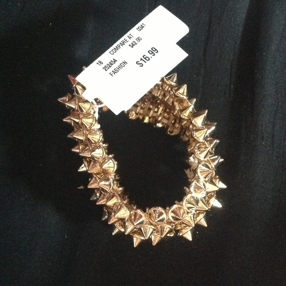 Wide Retro Punk Studded Elasticated Bracelet