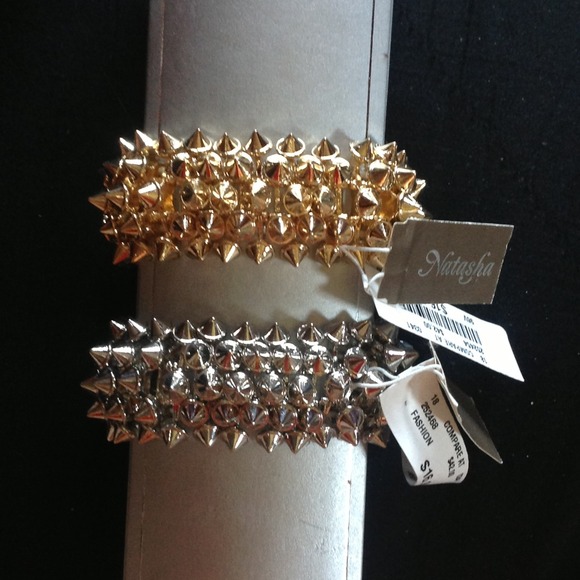 Wide Retro Punk Studded Elasticated Bracelet