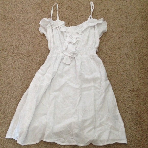 White ruffle spaghetti strap dress