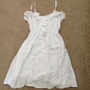 White ruffle spaghetti strap dress