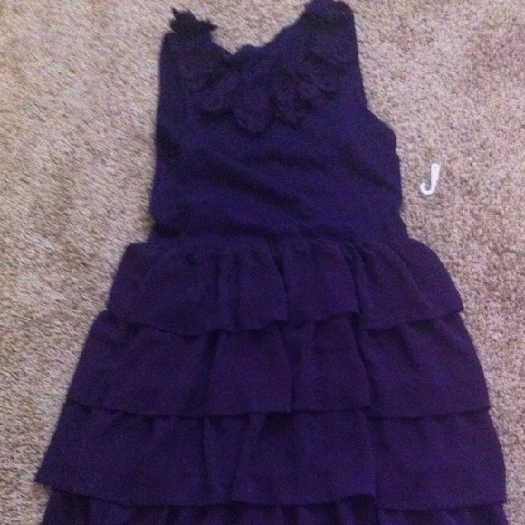 Deep purple, flower  knitted top and ruffle bottom