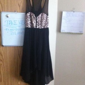 Sexy glittery high and low short dress