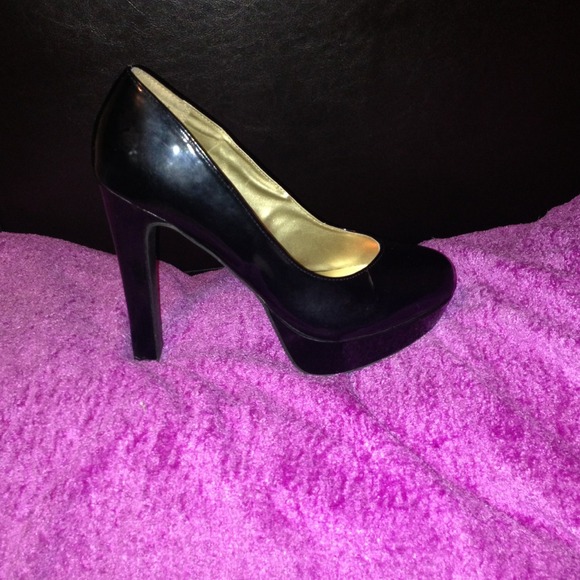 Black patent leather heels