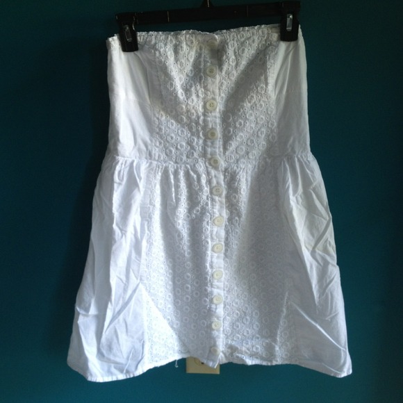 White Lace & Cotton Tube Top Dress