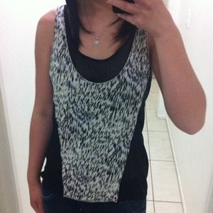 ✨SOLD✨ Black chiffon tank with print