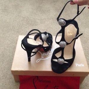 Authentic Christian Louboutin Black Suede Sandals