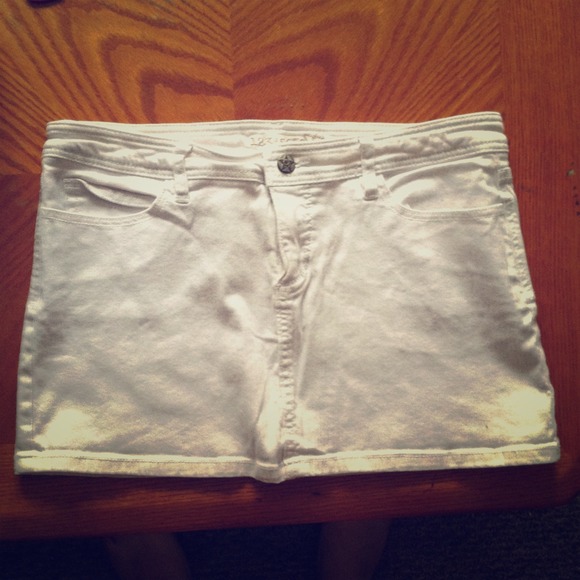 White Denim Mini Skirt