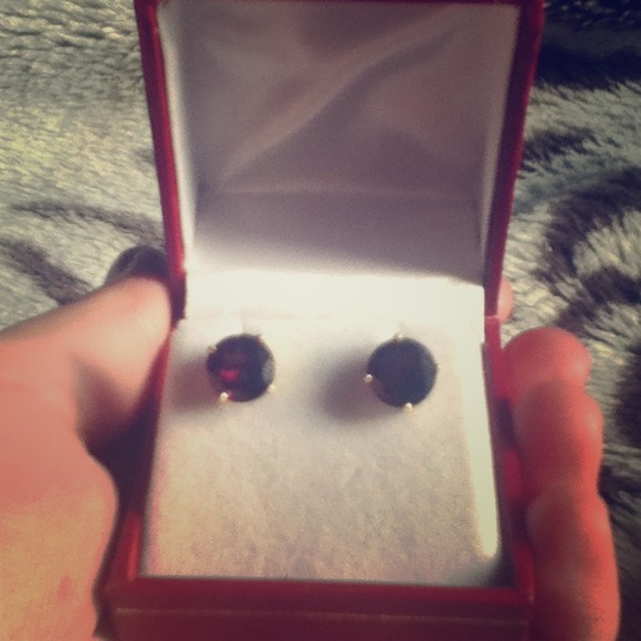 Real garnet and 14k gold earrings. Sold
