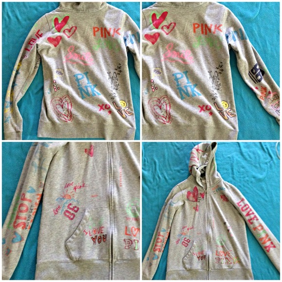 Gray & neon zip up hoodie.