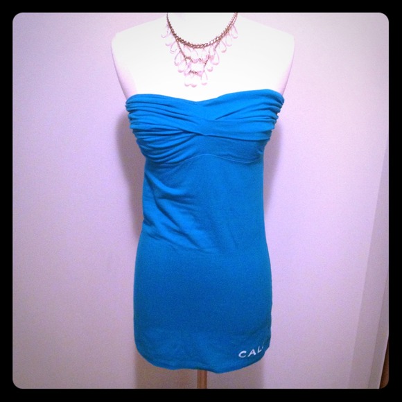 🌟SOLD Bright blue long tube top or short dress 😎