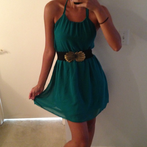❤Sold❤Green halter too sheer summer dress - Picture 2 of 2