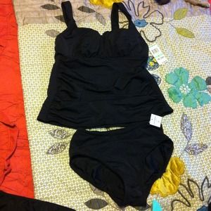 I N C Black tankini