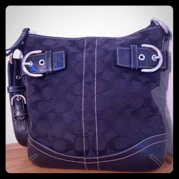 **REDUCED** Black Leather Signature Coach Purse