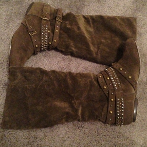 Suede studded boots