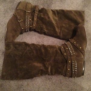Suede studded boots