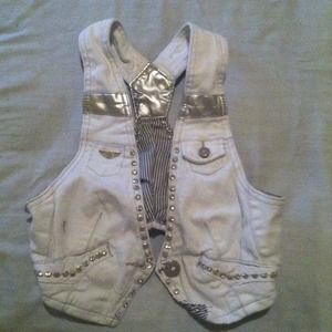 White jean bling vest!! ONLY WORE ONCE!!