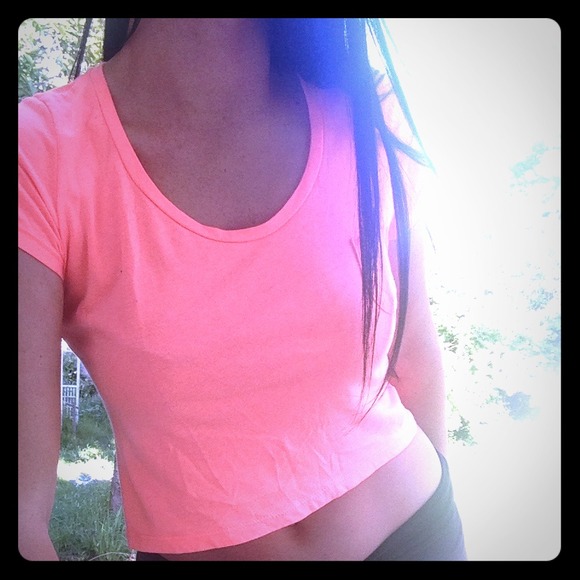 Bright coral crop top