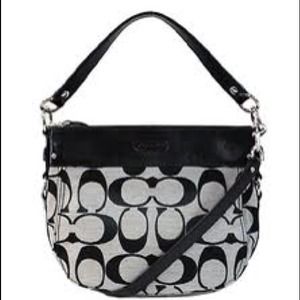 Coach Black/White Signature Zoe Bag