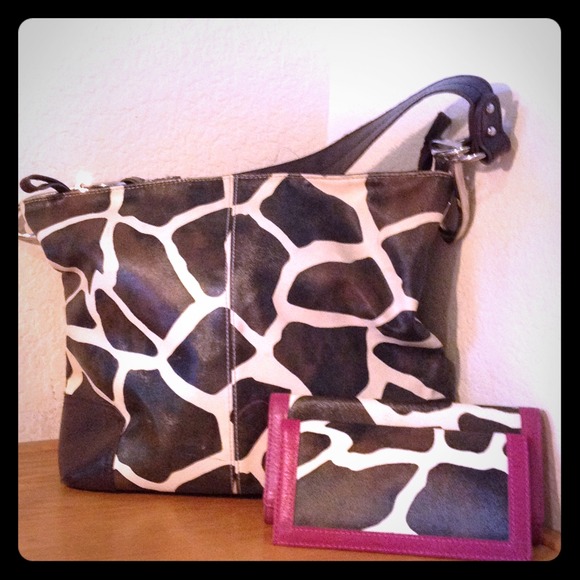 Cow Print Tote w/ Matching Wallet and Check Book