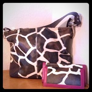 Cow Print Tote w/ Matching Wallet and Check Book