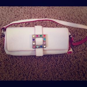 Dooney and Bourke White Square Hearts Baguette