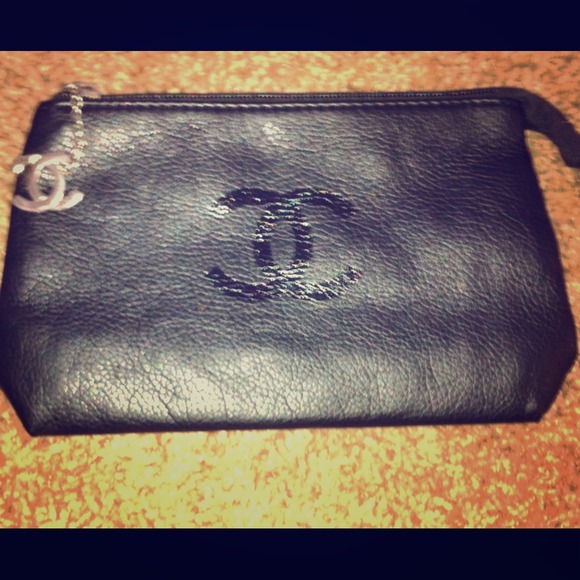 small black Chanel Inspired accessory bag