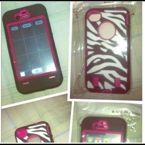 Otter box off brand zebra & pink case