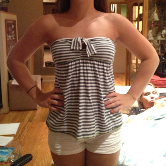 Hollister Tops - Hollister Blue and White Striped Tube Top