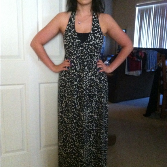 Printed halter maxi dress