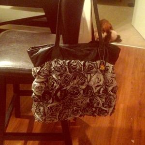 Gray and black purse