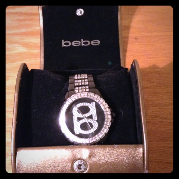 Black Bebe Watch with Rhinestones