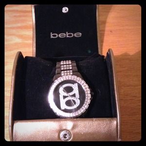 Black Bebe Watch with Rhinestones