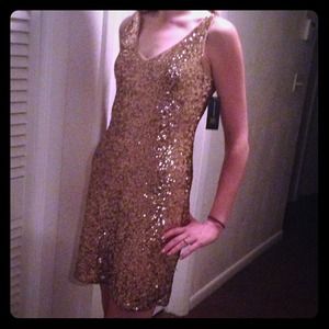 Gold sequin cocktail dress