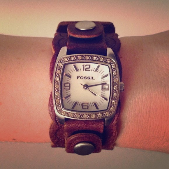 Fossil watch and leather band