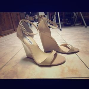 Nude Steve Madden ankle strap wedges + nude  pumps