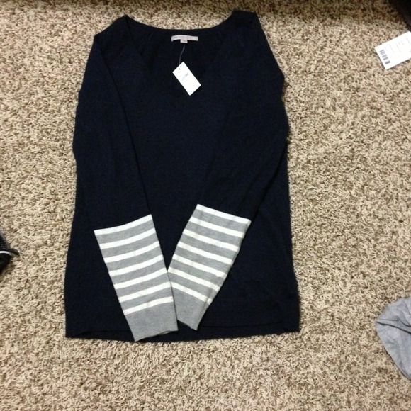 New darn blue sweater with pazazz