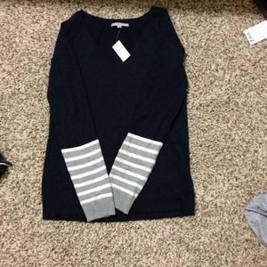 New darn blue sweater with pazazz