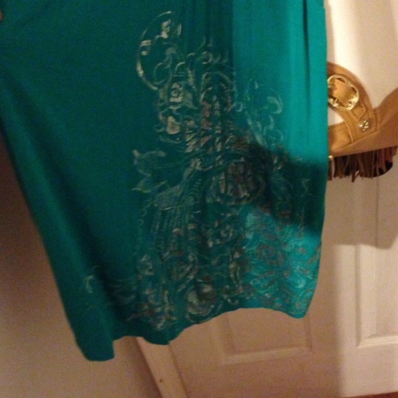 Adorable teal and silver dress! - Picture 2 of 3