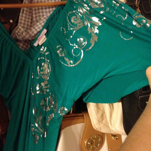 Adorable teal and silver dress! - Picture 3 of 3