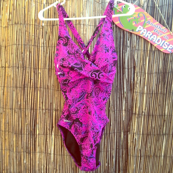 Traded to @syndylocs. Purple multi bathing suit