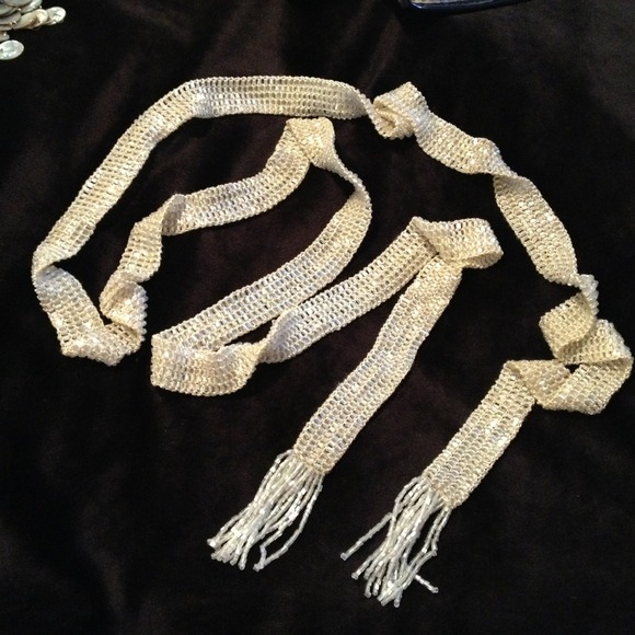 Beaded belt or scarf with tassels