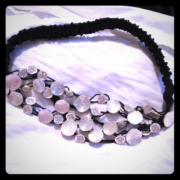 Headband with silver & rhinestone embellishments